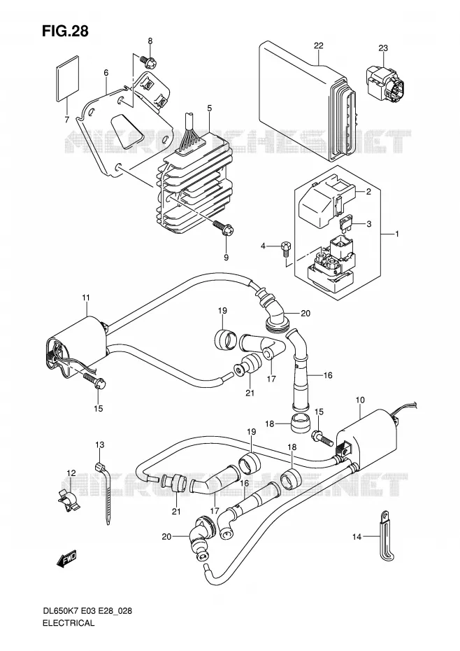 PARTIE ELECTRIQUE (MODEL K7) Suzuki MOTO 650 V-STROM 2009  DL650AK9(E3/E28)