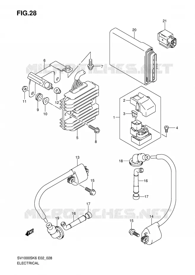 PARTIE ELECTRIQUE (SV1000/U1/U2) Suzuki MOTO 1000 SV 2007  SV1000S2K7(E2)