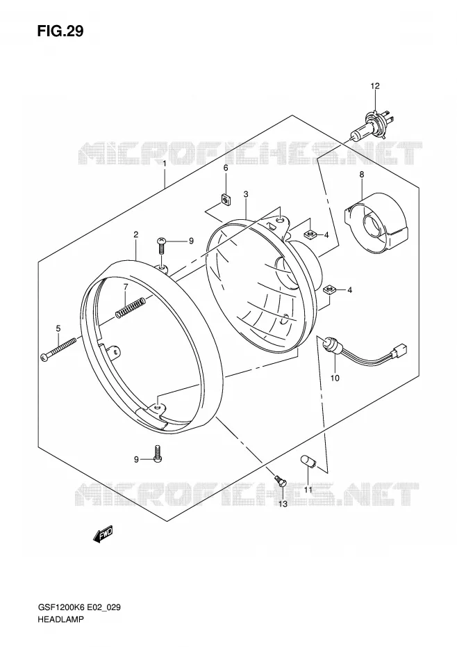 PHARE (GSF1200K6/AK6) Suzuki MOTO 1200 BANDIT 2006  GSF1200K6(E2)