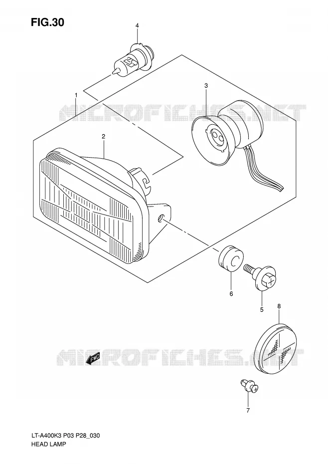 PHARE (MODELE K3/K4) Suzuki QUAD 400 EIGER 2005  LT-A400K5(P3/P28)