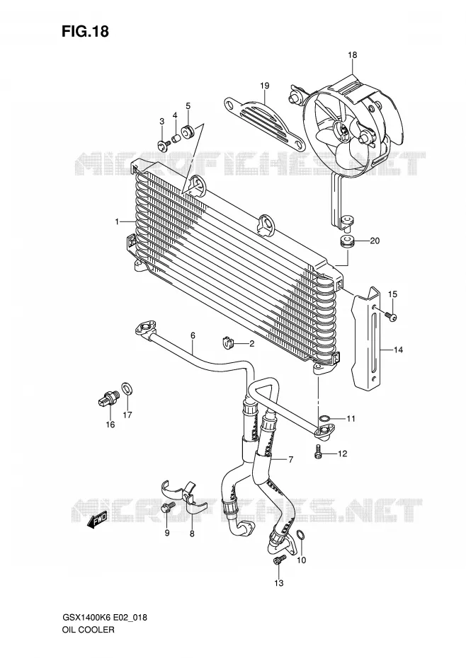 RADIATEUR D'HUILE Suzuki MOTO 1400 GSX 2006  GSX1400U1K6(E2)