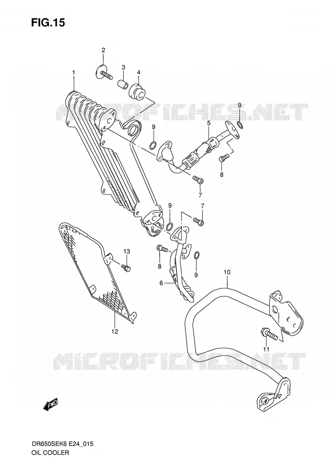 RADIATEUR D'HUILE Suzuki MOTO 650 DR 2008  DR650SEK8(E24)