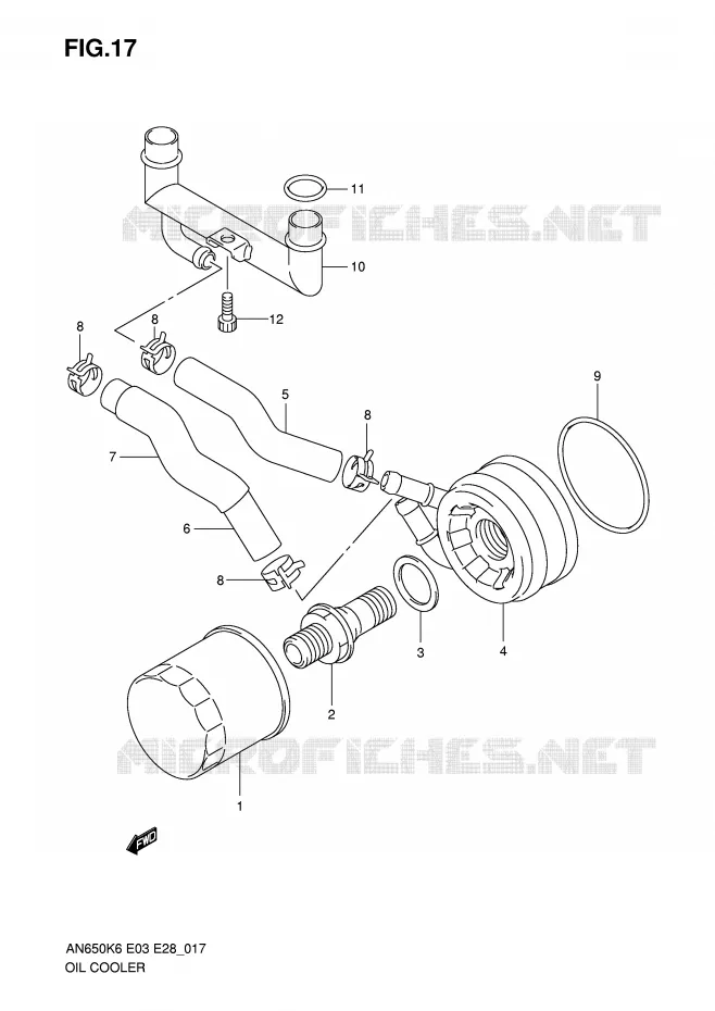 RADIATEUR D'HUILE Suzuki SCOOTER 650 BURGMAN 2008  AN650K8(E3/E28)