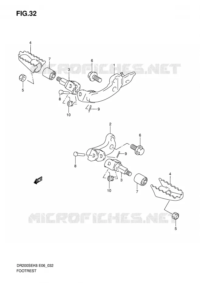 REPOSE PIED (E24) Suzuki MOTO 200 DR 2006  DR200SEK6(E6)