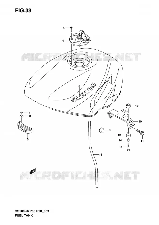 RESERVOIR D'ESSENCE (MODELE K3) Suzuki MOTO 500 GS-F 2006  GS500FK6(P3)