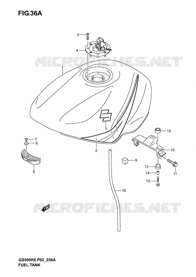 RESERVOIR D'ESSENCE (MODELE K4) Suzuki MOTO 500 GS-E 2006  GS500K6(P19)