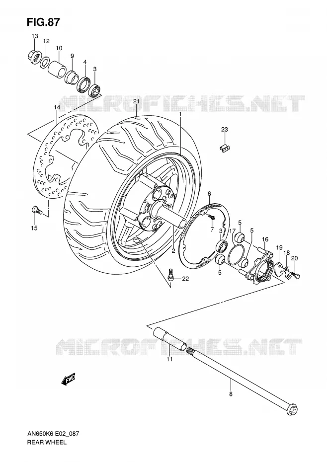 ROUE ARRIERE (AN650AK6) Suzuki SCOOTER 650 BURGMAN 2009  AN650K9(E2)