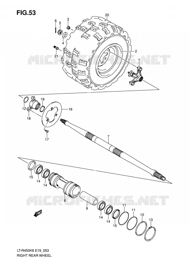 ROUE ARRIERE DROITE (MODEL K6/K7) Suzuki QUAD 450 QUADRACER 2009  LT-R450ZK9(E19)
