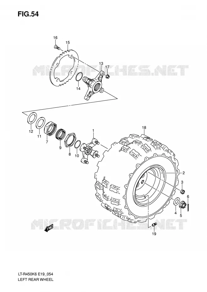 ROUE ARRIERE GAUCHE (MODEL K6/K7) Suzuki QUAD 450 QUADRACER 2009  LT-R450K9(E19)