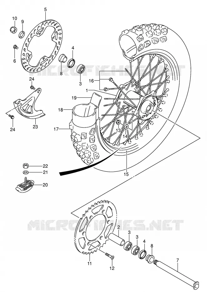 ROUE ARRIERE Suzuki MOTO 450 RM-Z 2007  RM-Z450K7(E3/E28)