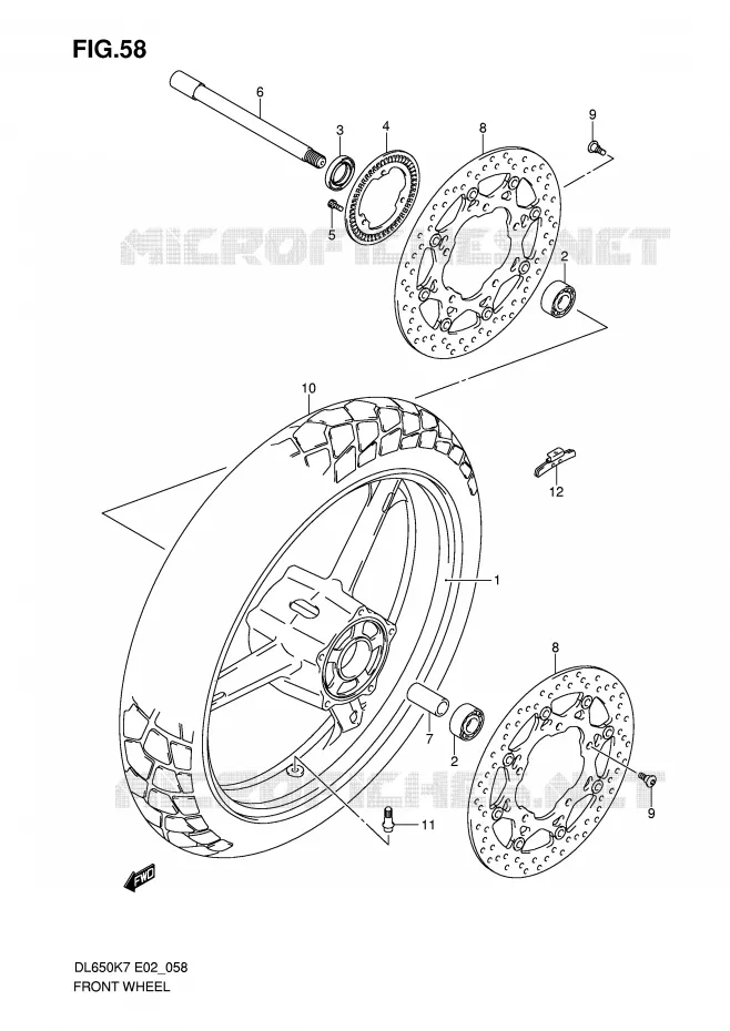 ROUE AVANT (DL650AK7/AK8/AK9/AL0/AUEL0) Suzuki MOTO 650 V-STROM 2010  DL650L0(E2)