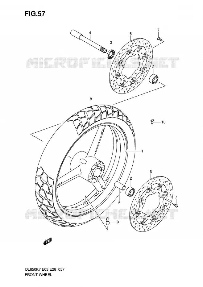 ROUE AVANT (DL650K7/K8/K9/L0) Suzuki MOTO 650 V-STROM 2007  DL650K7(E3/E28)