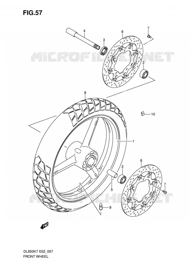 ROUE AVANT (DL650K7/K8/K9/L0/UEL0) Suzuki MOTO 650 V-STROM 2007  DL650AU3K7(E2)