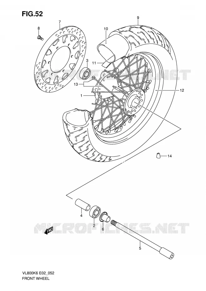 ROUE AVANT (VL800K6/UK6/K7/UEK7/K8/UEK8/K9/UEK9/L0/UEL0) Suzuki MOTO 800 VOLUSIA 2006  VL800K6(E2)