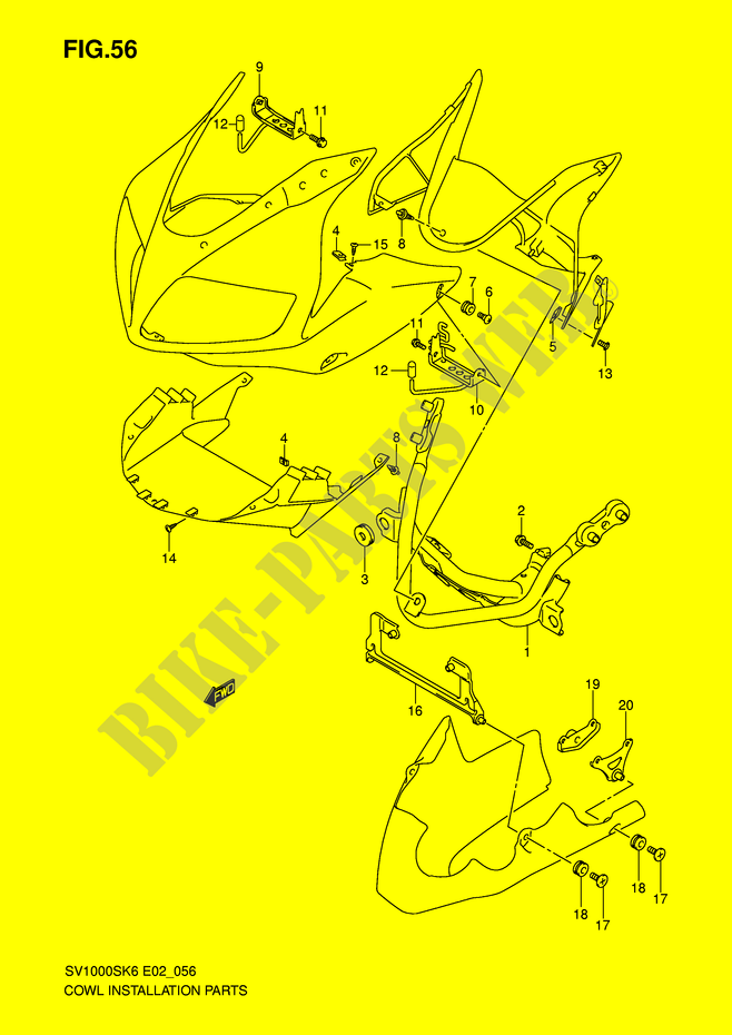 SUPPORTS / FIXATIONS CARENAGES (SV1000S/S1/S2) pour Suzuki SV 1000 2006