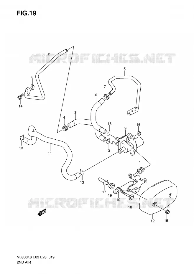 SYSTÈME DE RECYCLAGE GAZ D'ECHAPPEMENT (MODEL K6/K7/K8) Suzuki MOTO 800 VOLUSIA 2006  VL800K6(E3/E28)
