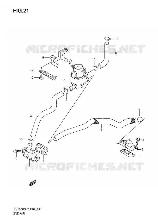 SYSTEME RECYCLAGE GAZ ECHAPPEMENT Suzuki MOTO 1000 SV 2006  SV1000U1K6(E2)