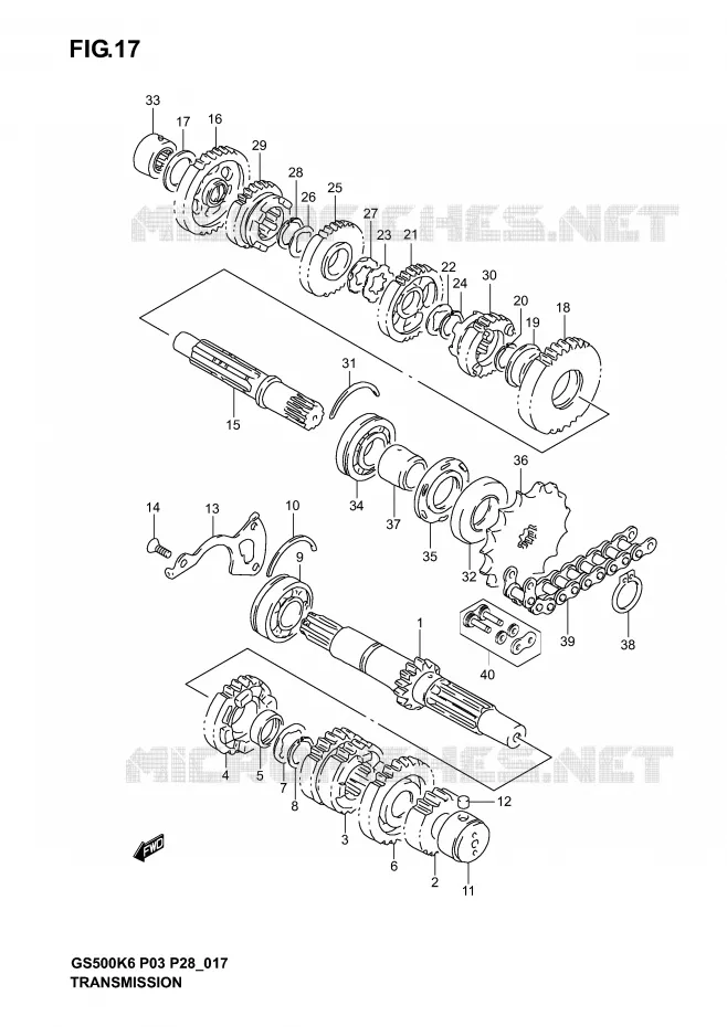 TRANSMISSION Suzuki MOTO 500 GS-F 2005  GS500FK5(P3)