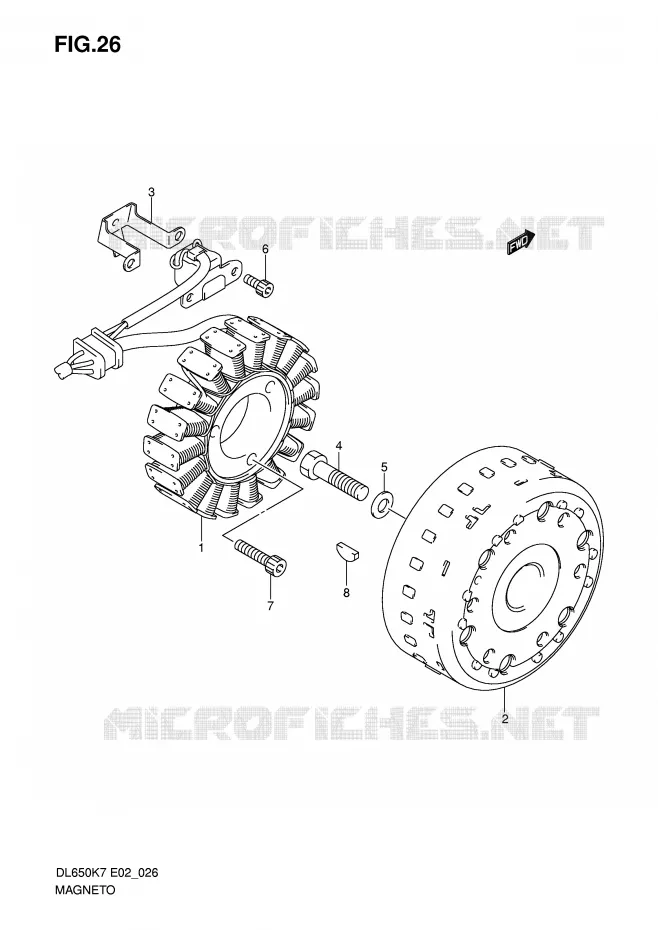 ALLUMAGE ROTOR - STATOR (MODEL K7) Suzuki MOTO 650 V-STROM 2007  DL650AU3K7(E2)