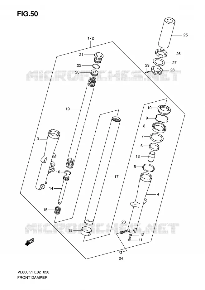 AMORTISSEUR AVANT (MODELE K/K2/K3/K4) Suzuki MOTO 800 VOLUSIA 2003  VL800K3(E2)