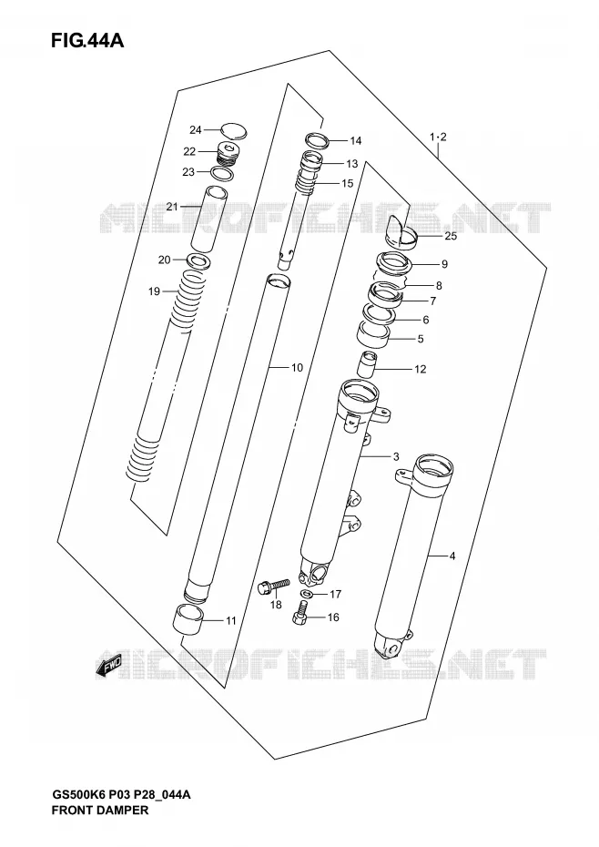 AMORTISSEUR AVANT (MODELE K4/K5/K6) Suzuki MOTO 500 GS-F 2005  GS500FK5(P3)
