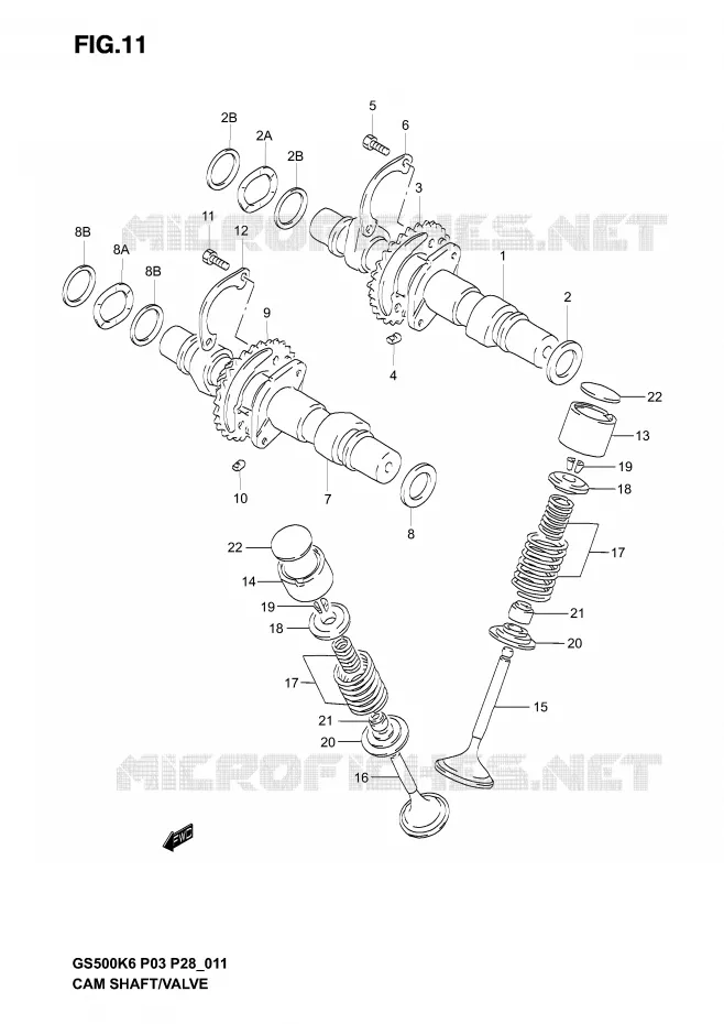 ARBRE A CAMES - SOUPAPES Suzuki MOTO 500 GS-F 2006  GS500FK6(P3)