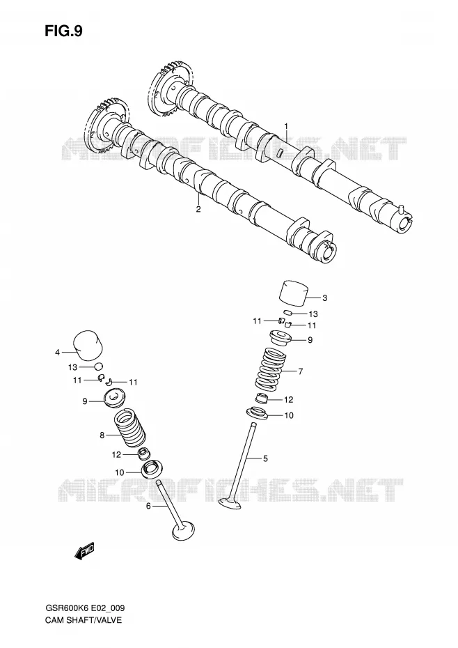 ARBRE A CAMES - SOUPAPES Suzuki MOTO 600 GSR 2010  GSR600UL0(E2)