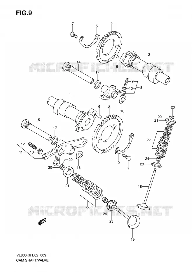 ARBRE A CAMES - SOUPAPES Suzuki MOTO 800 VOLUSIA 2007  VL800CK7(E2)