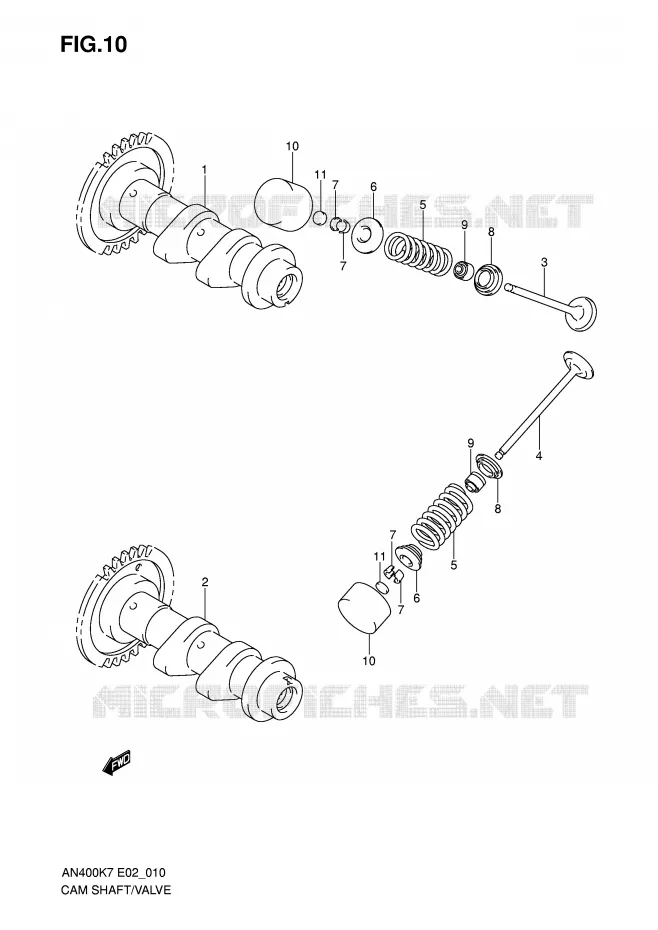 ARBRE A CAMES - SOUPAPES Suzuki SCOOTER 400 BURGMAN 2009  AN400ZAK9(E2)