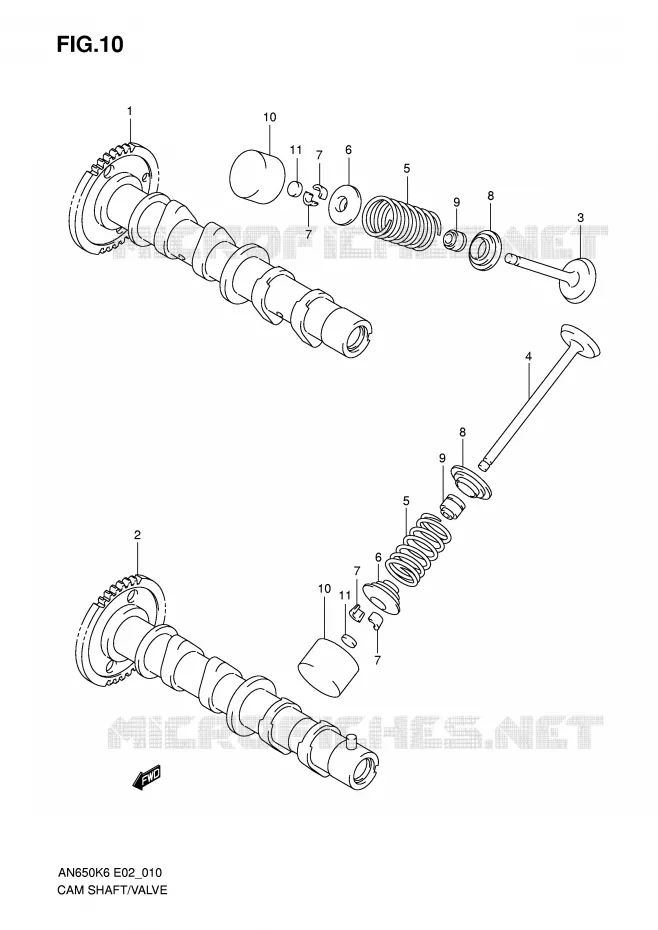ARBRE A CAMES - SOUPAPES Suzuki SCOOTER 650 BURGMAN 2007  AN650K7(E2)
