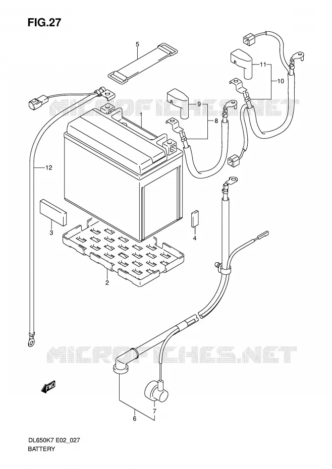 BATTERIE Suzuki MOTO 650 V-STROM 2008  DL650AU3K8(E2)