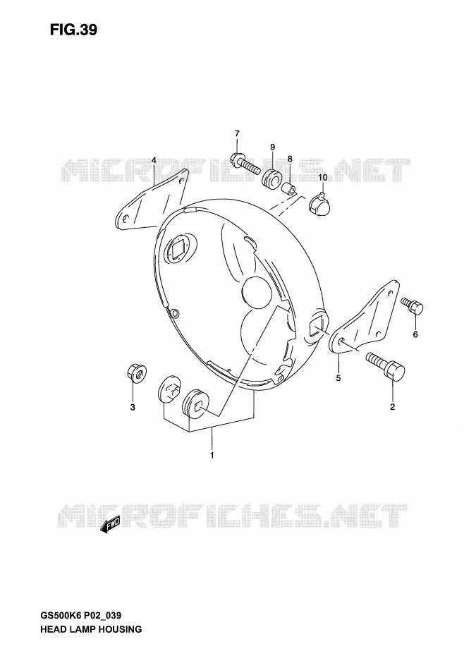 BOL DE PHARE (WITHOUT COWLING) Suzuki MOTO 500 GS-E 2005  GS500UK5(P19)