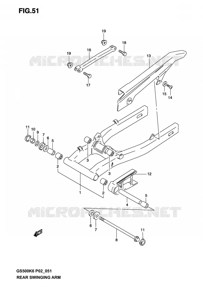 BRAS OSCILLANT ARRIERE (MODELE K3) Suzuki MOTO 500 GS-F 2006  GS500FUK6(P19)
