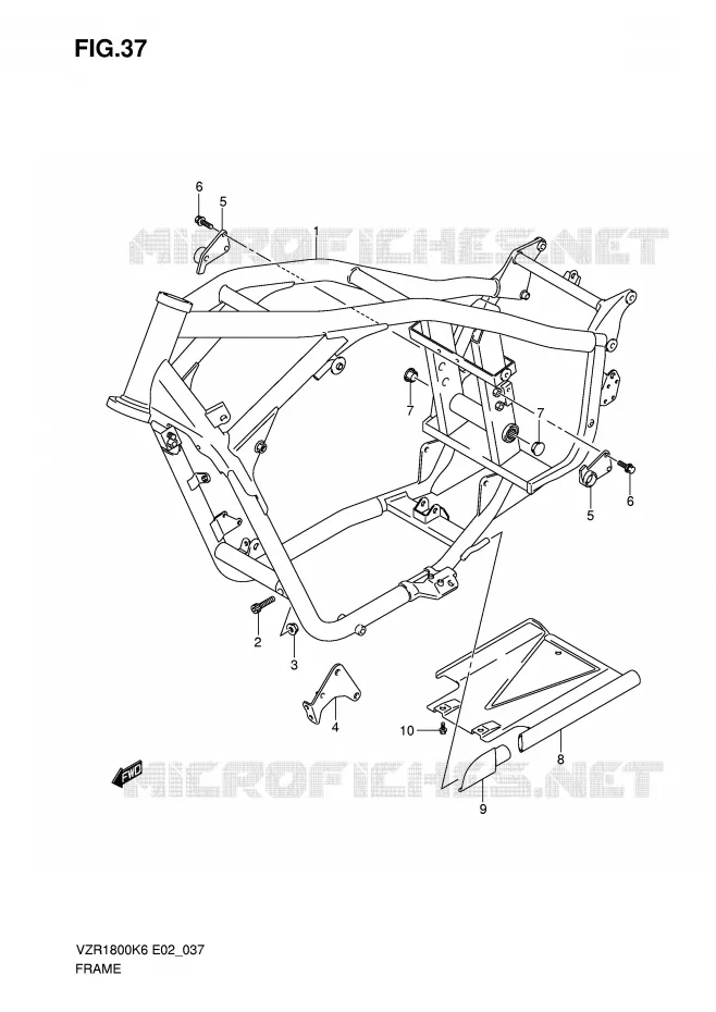 CADRE (MODEL K6/K7/K8) Suzuki MOTO 1800 INTRUDER 2007  VZR1800ZU2K7(E2)