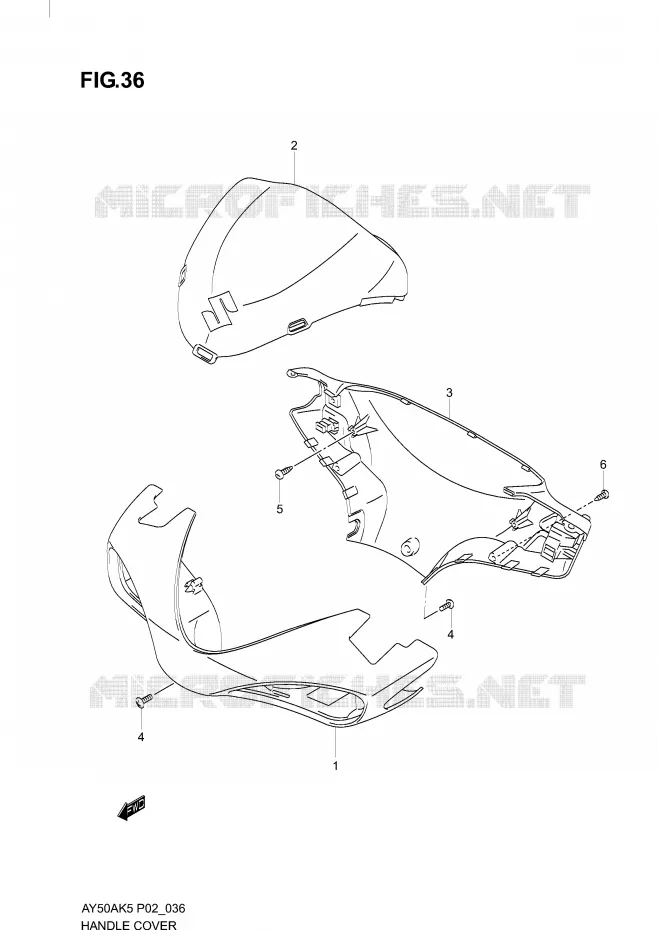 CARENAGE DE GUIDON (MOD EL K5) Suzuki SCOOTER 50 KATANA 2005  AY50AK5