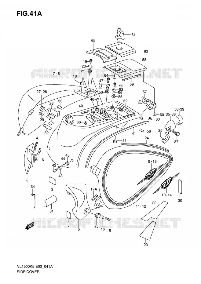 CARENAGES ARRIERE (MODEL K6/K7) Suzuki MOTO 1500 INTRUDER 2007  VL1500K7(E2)
