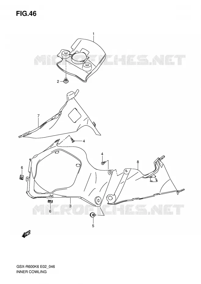 CARENAGES INTERIEURS Suzuki MOTO 600 GSX-R 2006  GSX-R600K6(E2)