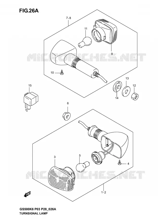 CLIGNOTANTS (GS500K4/K5/K6 P28) Suzuki MOTO 500 GS-E 2004  GS500K4(P3)