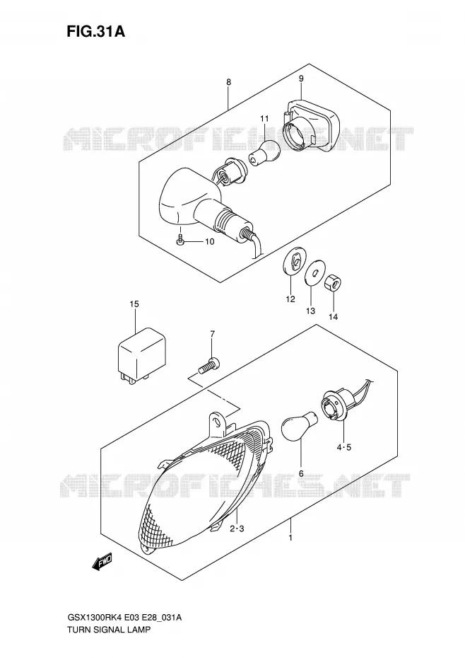 CLIGNOTANTS (MODEL K5/K6/K7) Suzuki MOTO 1300 HAYABUSA 2006  GSX1300RZK6(E3/E28)