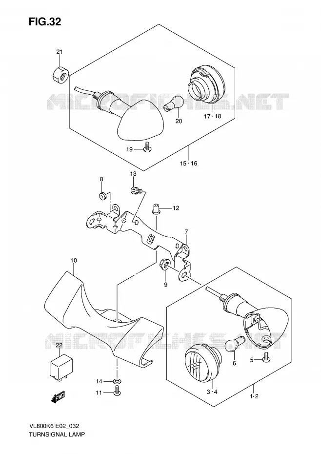 CLIGNOTANTS (MODEL K6/K7/K8) Suzuki MOTO 800 VOLUSIA 2006  VL800UEK6(E2)