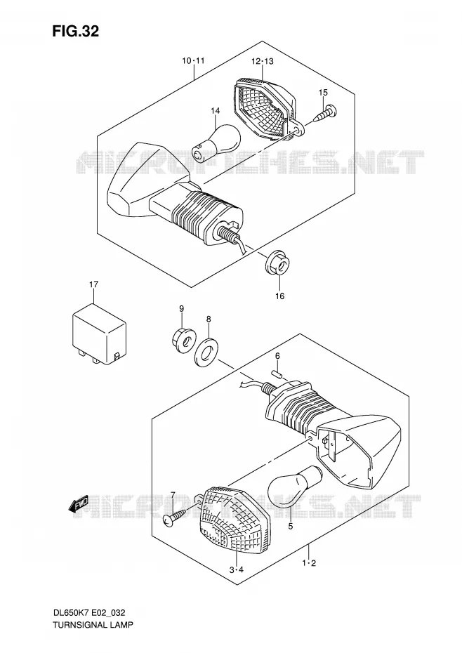 CLIGNOTANTS (MODEL K7/K8) Suzuki MOTO 650 V-STROM 2007  DL650K7(E2)