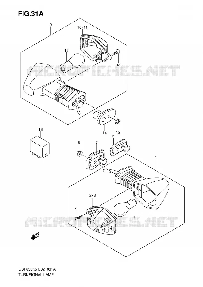CLIGNOTANTS (MODELE K6) Suzuki MOTO 650 BANDIT 2006  GSF650SUK6(E2)