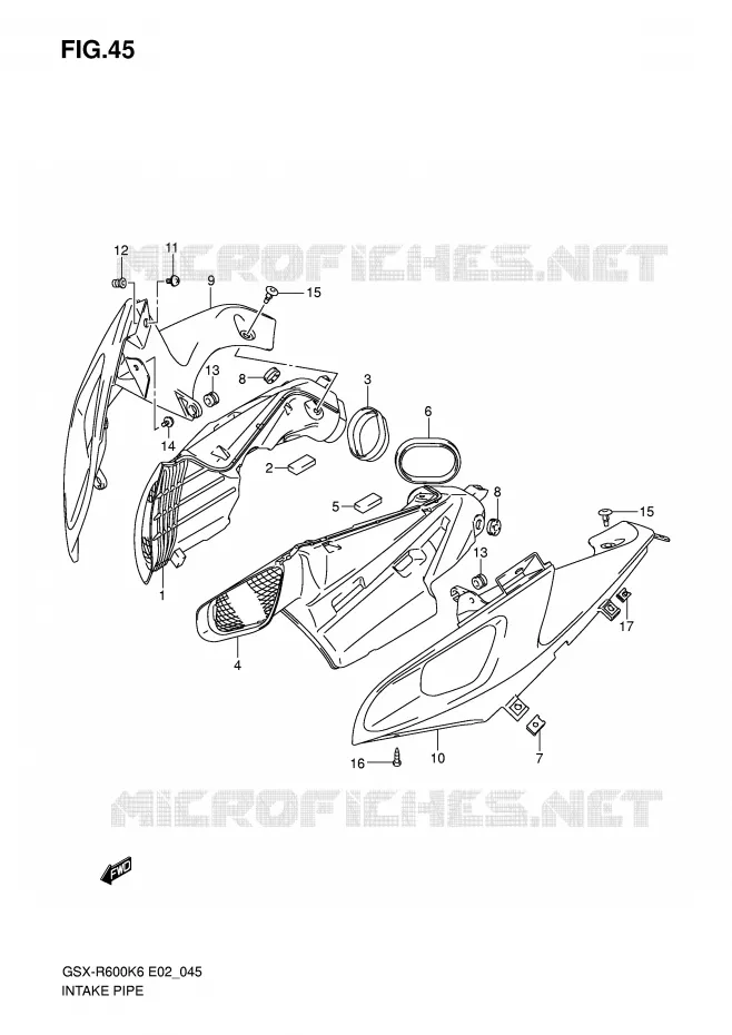 CONDUIT D'ADMISSION Suzuki MOTO 600 GSX-R 2007  GSX-R600U3K7(E2)