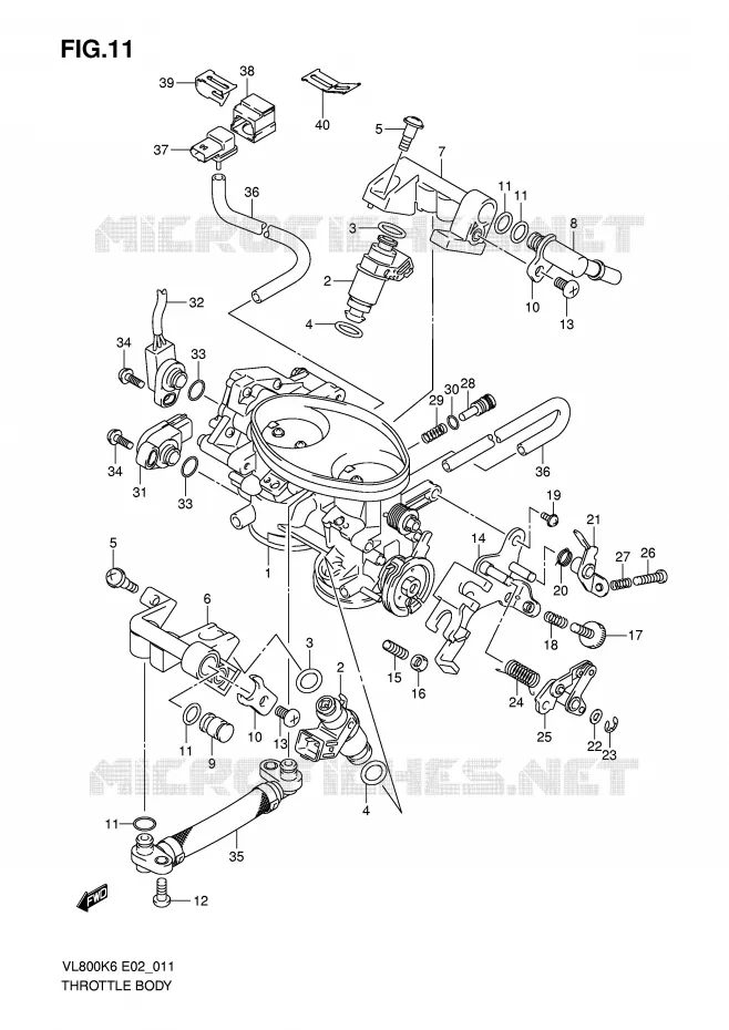 CORPS DE PAPILLON (MODEL K6/K7/K8) Suzuki MOTO 800 VOLUSIA 2010  VL800L0(E2)