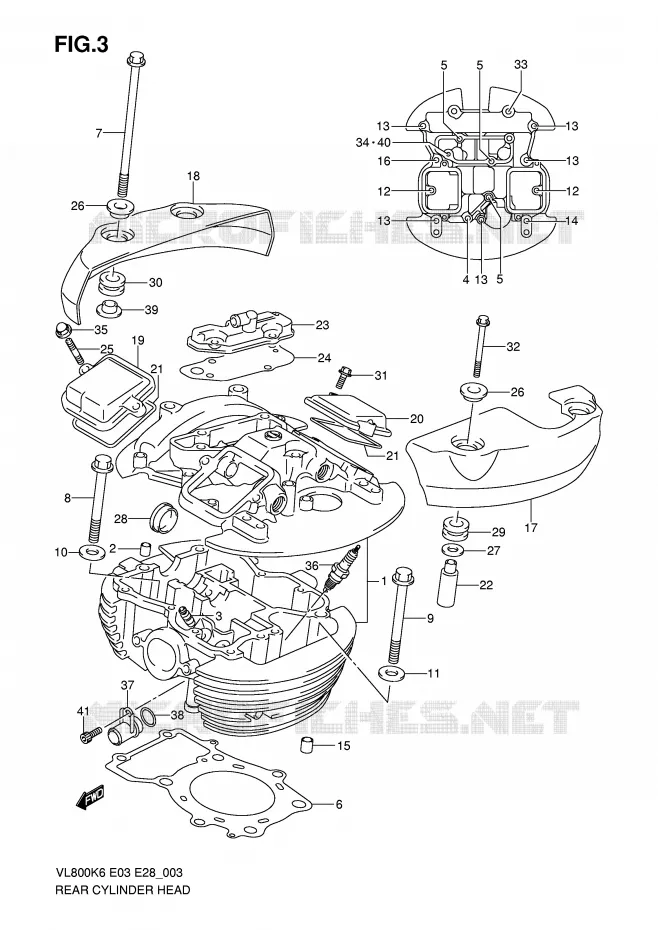 CULASSE ARRIERE (MODEL K6/K7/K8) Suzuki MOTO 800 INTRUDER 2007  VL800TK7(E3/E28)