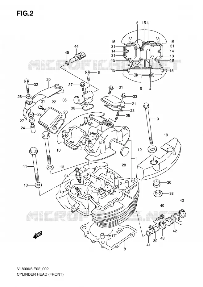 CULASSE AVANT (MODEL K6/K7/K8) Suzuki MOTO 800 VOLUSIA 2008  VL800CUEK8(E2)