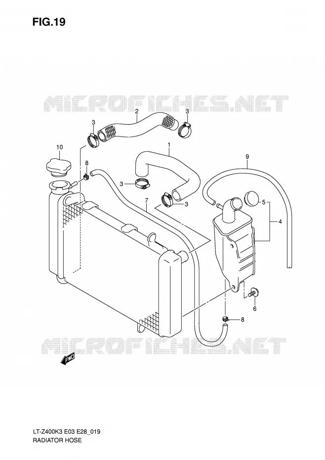 DURITE DE RADIATEUR Suzuki QUAD 400 QUADSPORT 2007  LT-Z400K7(E3/E28)