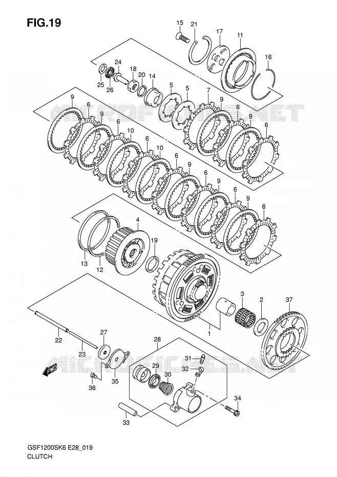 EMBRAYAGE Suzuki MOTO 1200 BANDIT 2006  GSF1200SAK6(E28)