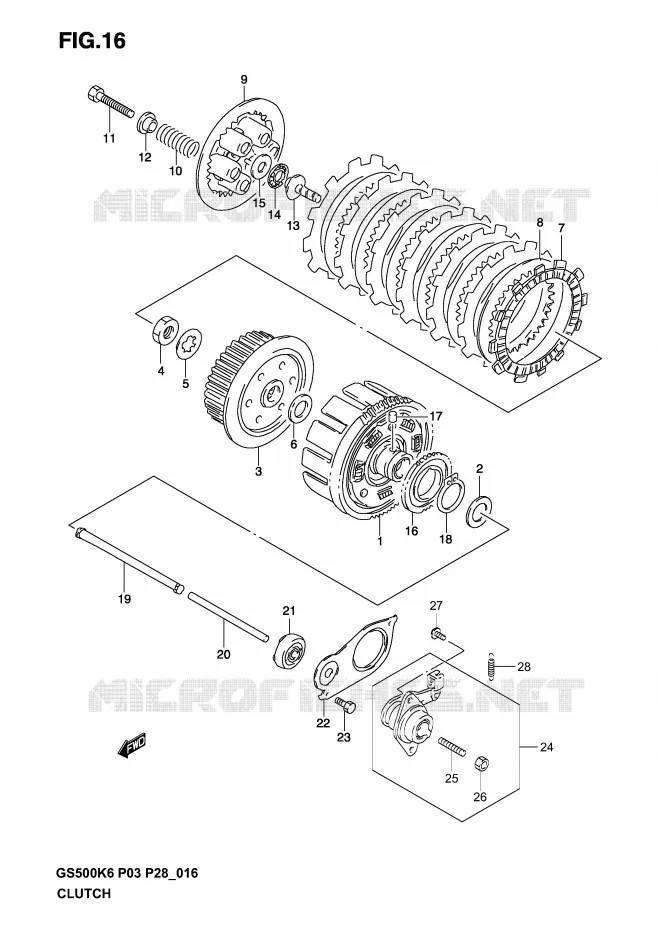 EMBRAYAGE Suzuki MOTO 500 GS-F 2004  GS500FK4(P3)