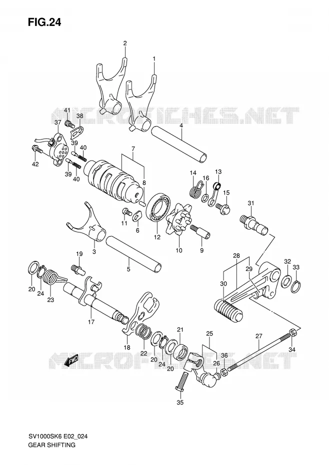 ENSEMBLE DE SELECTION DE VITESSES Suzuki MOTO 1000 SV 2007  SV1000SK7(E2)